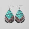 Artificial Leather Teardrop Dangle Earrings EJEW-WH0817-001B-1