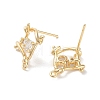 Brass Micro Pave Cubic Zirconia Stud Earring Findings KK-E107-13G-2