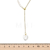 Adjustable Natural Baroque Keshi Pearl Heart Pendant 304 Stainless Steel Cable Chain Y Shaped Lariat Necklaces for Women NJEW-JN06095-4