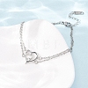Brass Micro Pave Clear Cubic Zirconia Cable Chain Double Layers Bracelets BJEW-C155-02P-3