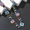 Brass Pave Colorful Cubic Zirconia Rectangle Square Teardrop Tennis Necklaces NJEW-G183-09P-2