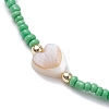 5Pcs 5 Colors Natural Shell Heart & Seed Braided Bead Bracelets Set BJEW-JB10039-03-4