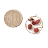 Natural Red Jasper Nuggets Copper Wire Wrapped Flat Round Pendants PALLOY-JF03038-02-2