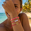 3Pcs Adjustable Glass Bead Nylon Cord Braided Bead Bracelet Sets NA1872-2-2
