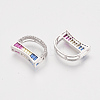 Brass Cubic Zirconia Slide Charms ZIRC-S063-01D-P-2