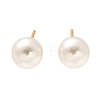 Brass ABS Imitation Pearl Stud Earrings EJEW-B132-01B-G-4