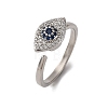 Brass Micro Pave Cubic Zirconia Rotating Cuff Rings RJEW-S636-02P-4