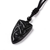 Natural Mixed Gemstone Sailor's Knot Pendant Necklace with Nylon Cord for Women NJEW-E091-02-4