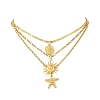 Ocean 304 Stainless Steel Sun Starfish Disc Pendant 3 Layer Necklaces for Women SA-CBA9AC8-01G-2