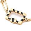 Golden Tone 304 Stainless Steel Enamel Rectangle Link Chain Bracelets for Women BJEW-K249-03G-02-2