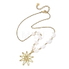 Alloy Sun Pendant 304 Stainless Steel Cable Chain Necklaces for Women NJEW-JN06696-3