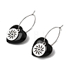 Natural Obsidian & 304 Stainless Steel Hoop Earrings for Women EJEW-G475-01P-04-4