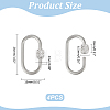 4Pcs 304 Stainless Steel Screw Carabiner Lock Charms STAS-UN0060-16-3