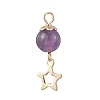 3Pcs 3 Styles Natural Amethyst Pendants PALLOY-JF04756-01-3