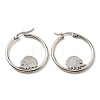 Non-Tarnish 304 Stainless Steel Hedgehog Beaded Hoop Earrings EJEW-F320-02P-2