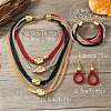 Alloy Barrel Beaded Multilayer Necklaces & Dangle Earring & Multilayer Bracelets Sets FS-WGE8EEA-01-3