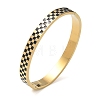 8MM 304 Stainless Steel Black Enamel Checkered Hinged Bangles for Women BJEW-C151-01G-4