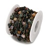 Handmade 304 Stainless Steel Indian Agate Beads Cube Link Chains CHS-B011-02G-02-2