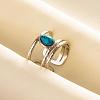 Teardrop Synthetic Turquoise Finger Rings QT3031-1-1