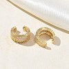 C-Shaped Brass Micro Pave Clear Cubic Zirconia Cuff Earrings EJEW-L316-01G-07-3