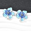Brass Enamel Flower Stud Earrings EJEW-P322-03P-2