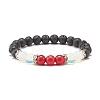 Natural Lava Rock & Opalite & Gemstone Stretch Bracelet BJEW-JB07712-2