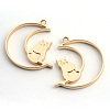 Matte Style Rack Plating Alloy Kitten Open Back Bezel Pendants PALLOY-S047-38C-FF-1