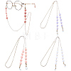 3Pcs 3 Colors Iron & Resin Heart Eyeglasses Chains AJEW-CN0007-85-1