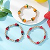 3Pcs Lampwork & Non-magnetic Synthetic Hematite Beaded Stretch Bracelets for Women BJEW-JB12943-2