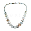 Natural Flower Amazonite Round & Cone Beaded Necklaces NJEW-N064-03J-1