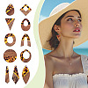 22Pcs 11 Styles Transparwnt Resin & Walnut Wood Pendants RESI-TA0005-75-9