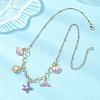 Ocean Alloy Enamel Whale Tail Shell Shape Starfish Pendant Brass Cable Chain and 304 Stainless Steel Satellite Chain Bib Necklaces for Women NJEW-JN05815-03-1