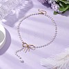 Shell Pearl & ABS Plastic Imitation Pearl Round Beaded Bowknot Pendant Necklaces for Women NJEW-JN05060-2