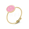 Ion Plating(IP) Flat Round with Smiling Face 304 Stainless Steel Enamel Ring RJEW-A038-12G-02-1