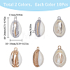 20Pcs 2 Colors Electroplated Natural Cowrie Shell Pendants SHEL-SC0001-29-2