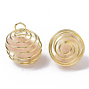 Iron Wrap-around Spiral Bead Cage Pendants IFIN-R239-14G-3