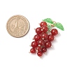 Natural Carnelian & Glass Seed Beaded Grape Pendants PALLOY-MZ00872-01-2
