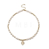 Brass Virgin Mary Pendant Necklace with Natural Pearl Beaded Chains for Women NJEW-JN04144-01-4