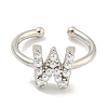 Rack Plating Brass Open Cuff Rings for Women RJEW-F162-01P-W-2