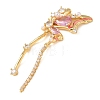 Brass Pink Cubic Zirconia Big Pendants KK-E803-06G-2