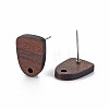 Walnut Wood Stud Earring Findings X-WOOD-S054-46-3