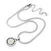 304 Stainless Steel Flat Round Pendant Flat Snake Chain Necklaces for Men NJEW-S387-04P-4