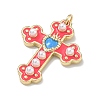 Brass Enamel with ABS Plastic Imitation Pearl Pendants KK-Z153-16G-05-2
