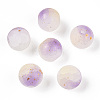 Frosted Baking Painted Crackle Glass Beads with Glitter Powder DGLA-T004-6mm-01E-1