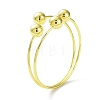 Rack Plating Brass Round Ball Beded Cuff Bangle for Women BJEW-F465-01G-2