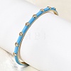 304 Stainless Steel Enamel Cuff Bangles for Women BJEW-D408-10G-1