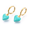 Enamel Heart Dangle Hoop Earrings EJEW-T018-01B-2