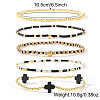 5Pcs 5 Styles Brass & Resin Beads Stretch Bracelets FP8271-1-2