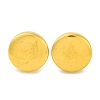 Ion Plating(IP) 304 Stainless Steel Flat Round Stud Earrings EJEW-D281-26G-1