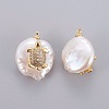 Natural Cultured Freshwater Pearl Pendants PEAR-J004-30G-2